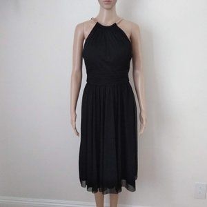 EUC DB Studio High Neck Gold Neckline Black Dress